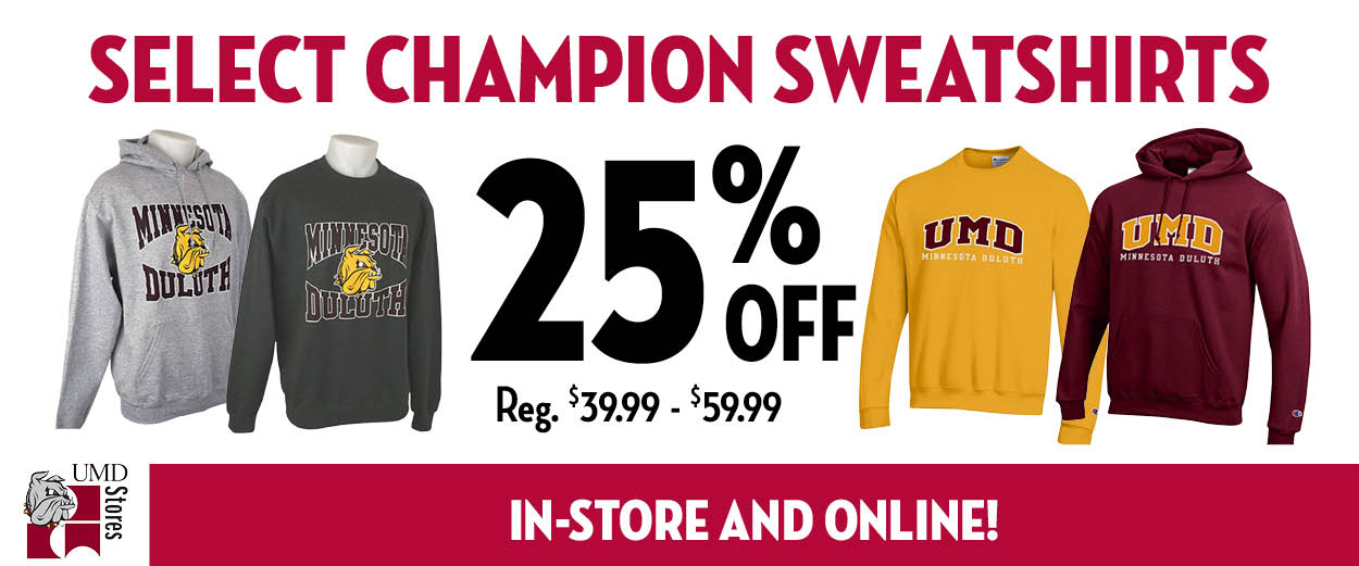 Select Champion Sweatshirts 25% off